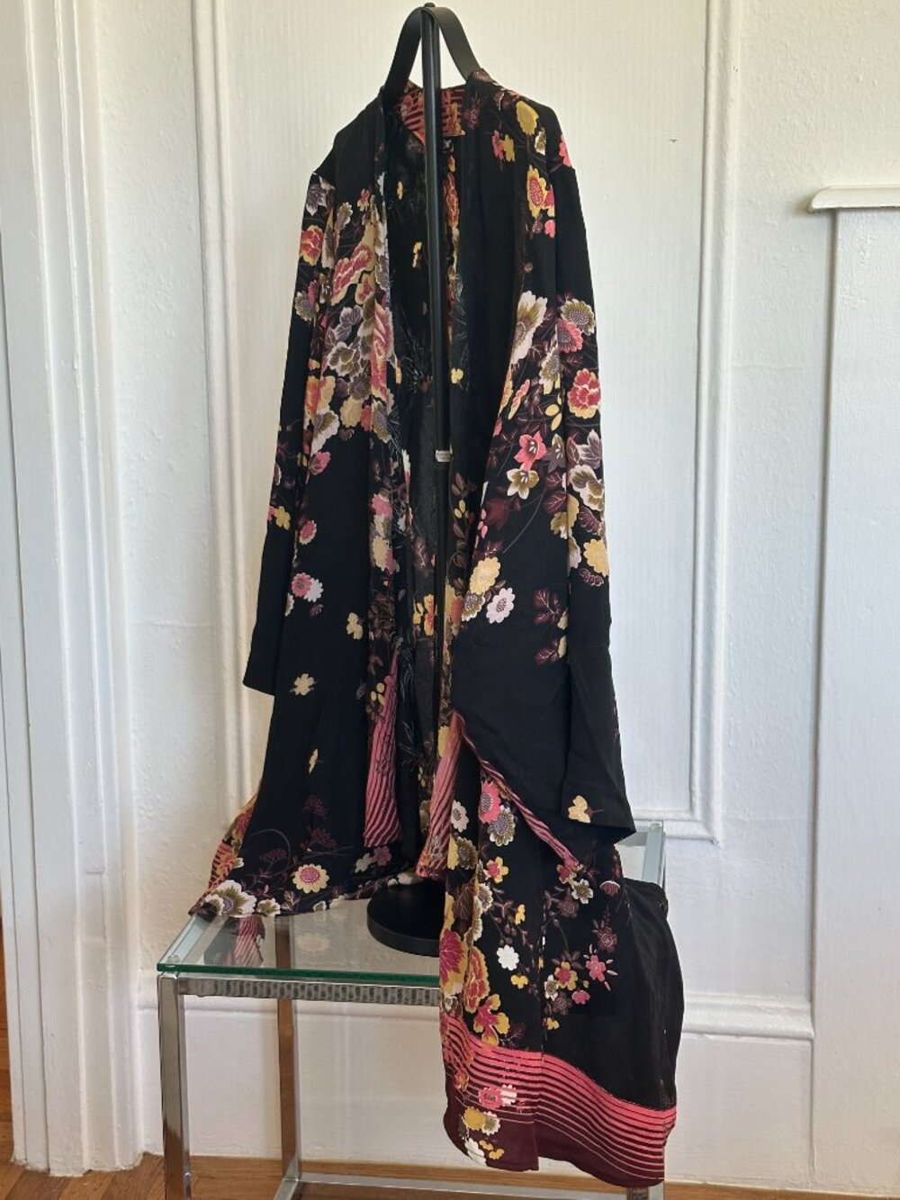 Citron Santa Monica 100% Silk Kimono Jacket / Duster | Floral | Size 3X - Picture 2 of 6